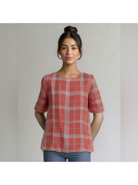 Women's Vince Camuto Blouse, M, Red Plaid